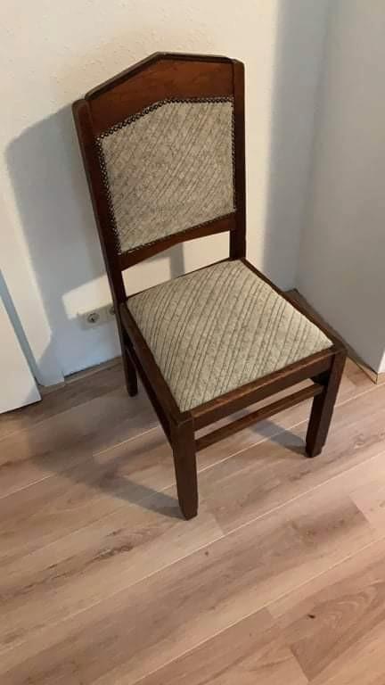 Vintage Houten Stoel met Stoffering 4 stuks, Antiek en Kunst, Antiek | Meubels | Stoelen en Banken, Ophalen