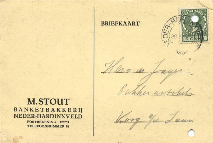 M. Stout, Neder-Hardinxveld - 08.1934 - briefkaart, Postzegels en Munten, Brieven en Enveloppen | Nederland, Envelop, Ophalen of Verzenden