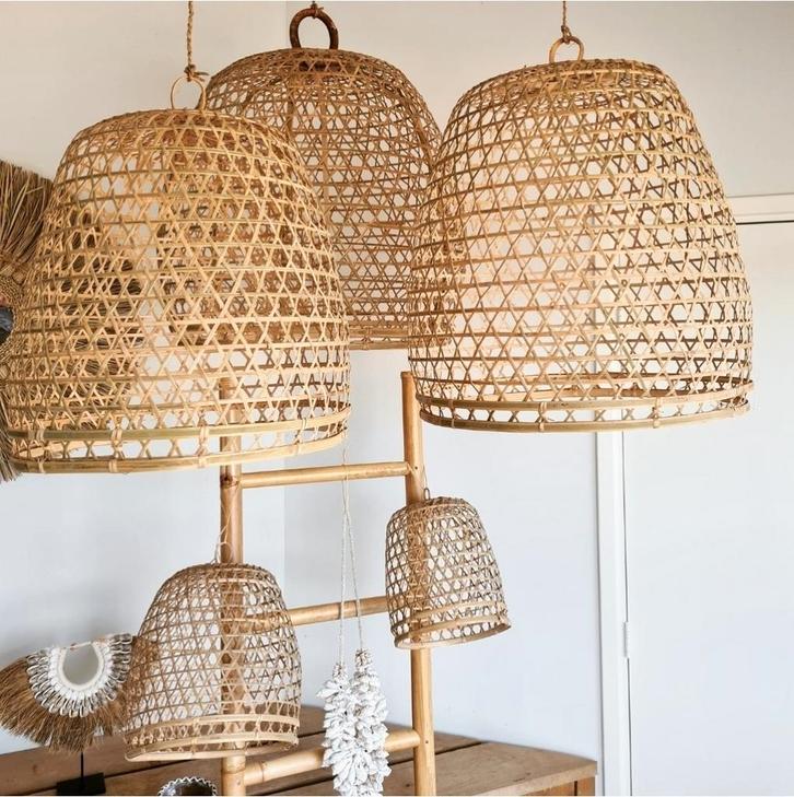 Rotan hanglamp Hanenmand, Huis en Inrichting, Lampen | Hanglampen, Nieuw, Minder dan 50 cm, Ophalen of Verzenden