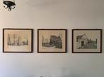 4x Tekening, Ets, Herkenbosch 1979 C.Hajenius, Ophalen
