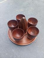 5 eierdopjes, schaaltje, zoutstrooier, Deens? teakhout, Ophalen of Verzenden