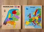 Houten topografie puzzels van Nederland en Europa, Ophalen of Verzenden, Zo goed als nieuw, Van hout