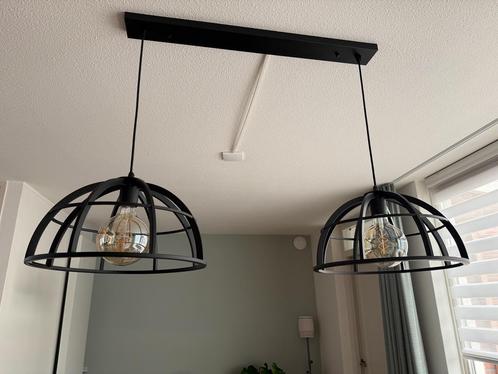 Lucide DIKRA Hanglamp 2 x E27 zwart, Huis en Inrichting, Lampen | Hanglampen, Zo goed als nieuw, 75 cm of meer, Metaal, Ophalen