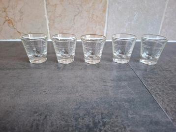 5x Vintage kristallen borrelglaasjes. beschikbaar voor biedingen