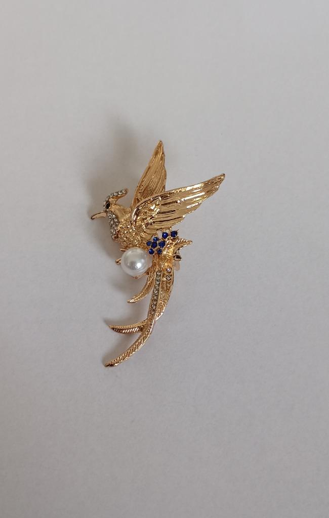 Feniks broche, Sieraden, Tassen en Uiterlijk, Broches, Nieuw, Overige materialen, Overige kleuren, 4 tot 7 cm, Met strass, Ophalen of Verzenden