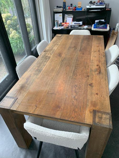 Degelijke eettafel, Huis en Inrichting, Tafels | Eettafels, Gebruikt, 50 tot 100 cm, 200 cm of meer, Vijf personen of meer, Rechthoekig