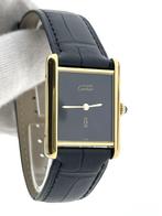 Must de Cartier Tank Large Onyx Dial 1981 Full Set Garantie, Overige materialen, Leer, -, Cartier
