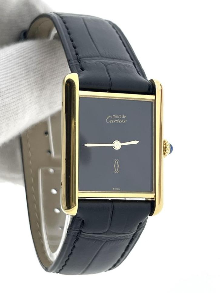 Must de Cartier Tank Large Onyx Dial 1981 Full Set Garantie, Sieraden, Tassen en Uiterlijk, Horloges | Dames, Zo goed als nieuw