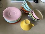 Antiek pastel schoteltjes en kopjes 8 stuks, Ophalen of Verzenden