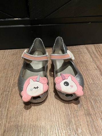 mini melissa meisjes zilver glitter unicorn schoen mt 25 26 beschikbaar voor biedingen