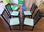 4 houten eetkamerstoelen gebruikt, Ophalen, Gebruikt, Zwart, Vier
