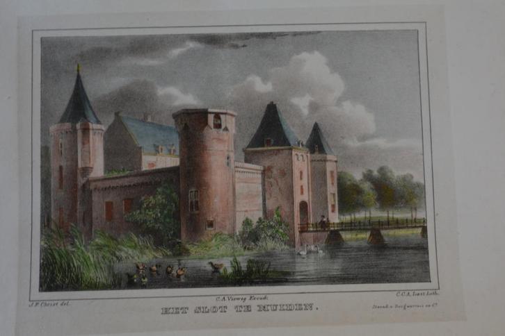 Muiderslot Muiden Litho Mooie kwaliteit Anno 1842 GD8, Antiek en Kunst, Kunst | Litho's en Zeefdrukken, Verzenden