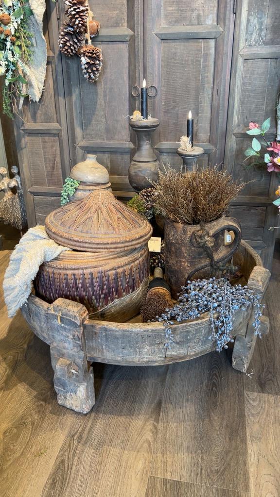 AUTHENTIEKE CHAKKI TAFEL, Huis en Inrichting, Woonaccessoires | Schalen en Manden, Nieuw, Schaal, Rond, Ophalen