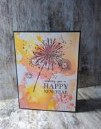 Gestempelde nieuwjaarskaart vuurwerk, Ophalen of Verzenden, Kerst