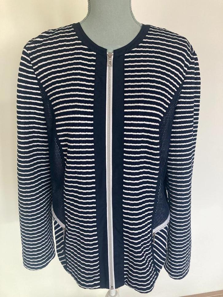 Blauw/wit gestreept jasje/vest - Witteveen, Kleding | Dames, Grote Maten, Gedragen, Jasje of Colbert, Overige kleuren, Ophalen of Verzenden