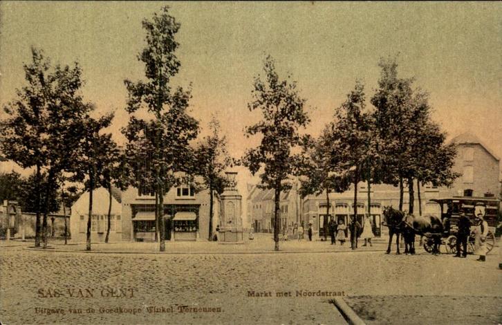Markt met noordstraat, Verzamelen, Ansichtkaarten | Nederland, Gelopen, Zeeland, Voor 1920, Ophalen of Verzenden