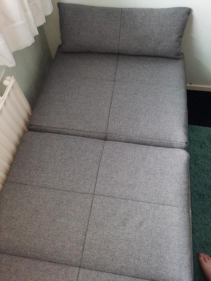 Logeerbed zgan grijze stof., Huis en Inrichting, Slaapkamer | Slaapbanken, Nieuw, 70 cm of minder, 190 cm of minder, Eenpersoons