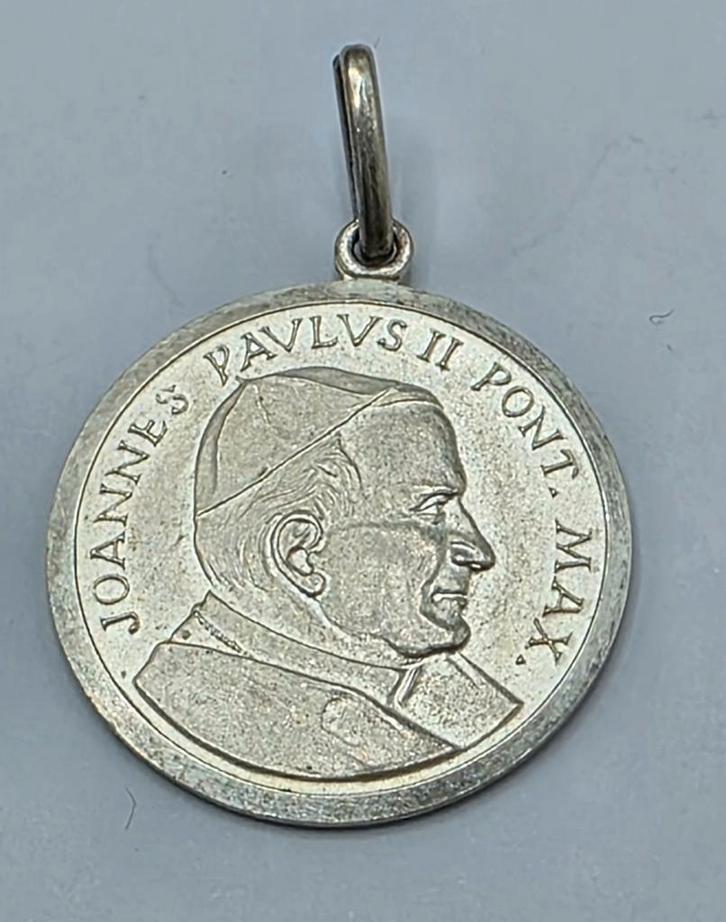 Zilveren Hanger Vaticaan Paus Johannes paulus de 2de, Sieraden, Tassen en Uiterlijk, Kettinghangers, Zo goed als nieuw, Zilver