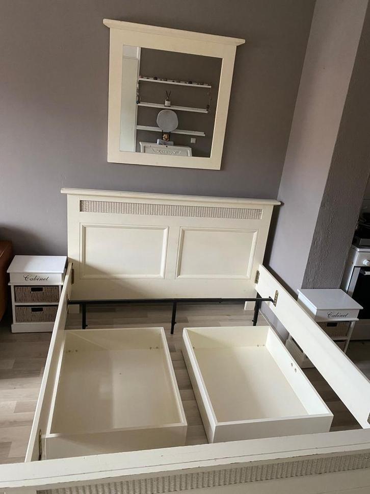 Nette complete slaapkamerset (160x200) in gebroken wit, Huis en Inrichting, Slaapkamer | Complete slaapkamers, Gebruikt, Tweepersoons