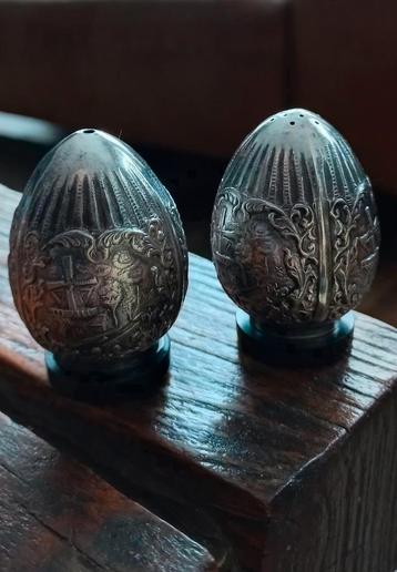 Antique H Hooijkaas Dutch Silver Plate Salt & Pepper Shaker beschikbaar voor biedingen