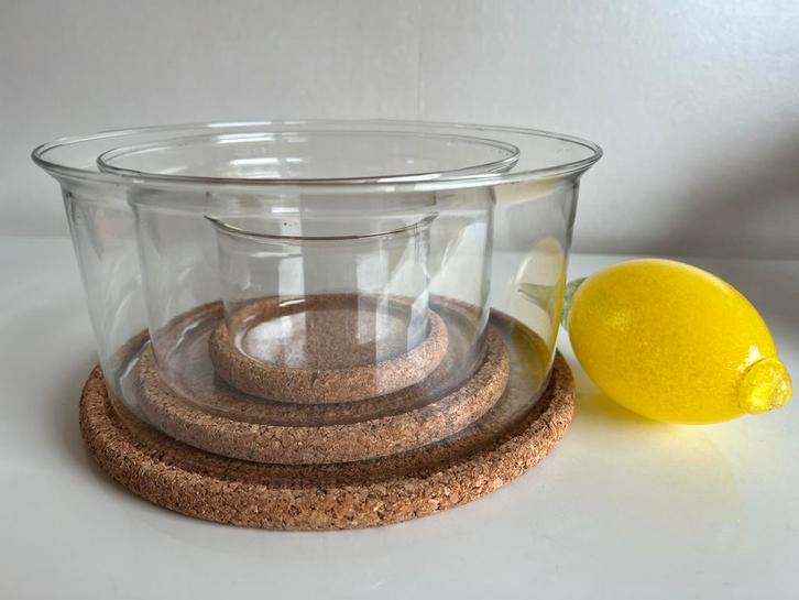 BODUM Deens Design Set van 3 Hot Pot Glazen Ovenschaal Kurk, Huis en Inrichting, Keuken | Servies, Zo goed als nieuw, Schaal of Schalen