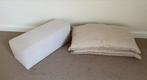 Armkussen naturel en 2x linnen sierkussens, Ophalen of Verzenden, Zo goed als nieuw, Beige, Rechthoekig