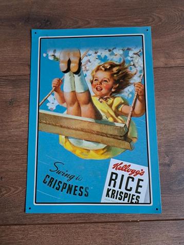 Kellogg's metalen reclame bord 31 bij 21 cm prijs zie beschr beschikbaar voor biedingen