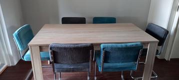 Eettafel sonoma eiken, 160 x 90 cm + 6 stoelen beschikbaar voor biedingen