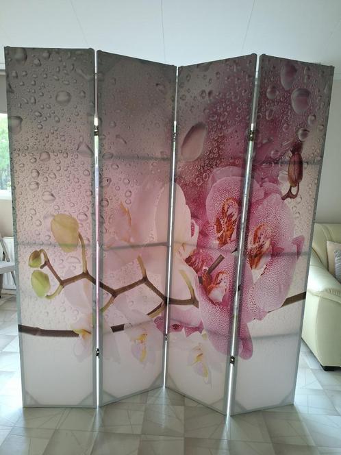 Inklapbare scheidingswand met vrolijke bloemen( dubbelzijdig, Huis en Inrichting, Woonaccessoires | Kamerschermen, Zo goed als nieuw