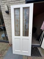 Opdekdeur met kapotte ruit Glas in lood raam 211x83 cm, Doe-het-zelf en Verbouw, Deuren en Horren, Ophalen, Gebruikt, 80 tot 100 cm