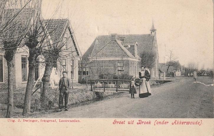 Ansichtkaart van Broek (onder Akkerwoude), Verzamelen, Ansichtkaarten | Nederland, Gelopen, Friesland, Voor 1920, Ophalen of Verzenden