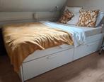 Ikea brimnes bed wit (140x200), incl. lattenbodem en matras, Ophalen, Gebruikt, Wit, Tweepersoons