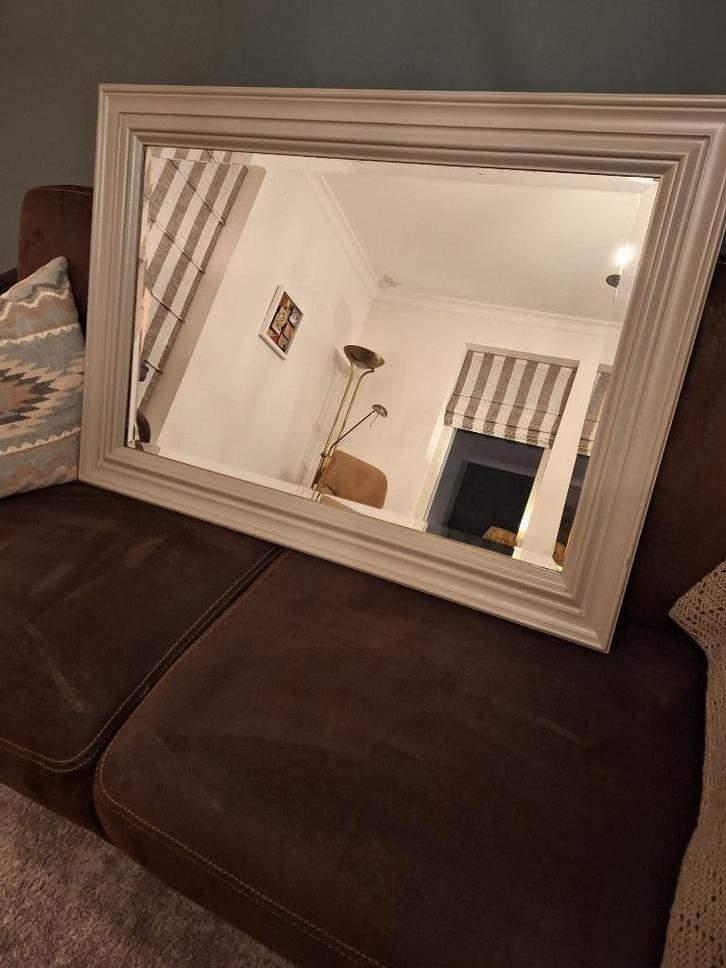 Landelijke spiegel, taupe, Huis en Inrichting, Woonaccessoires | Spiegels, Zo goed als nieuw, 100 tot 125 cm, Minder dan 100 cm