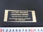 sticker helmond cattery wilhelm langhaar perzen 328, Ophalen, Zo goed als nieuw, Bedrijf of Vereniging