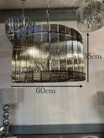 Rond hanglamp met gouden frame en antraciete glas NEW, Eric Custer, Nieuw, Ophalen of Verzenden, Glas