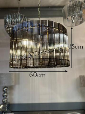 Rond hanglamp met gouden frame en antraciete glas NEW beschikbaar voor biedingen