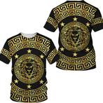 Heren barok t-shirt 1 luxe gouden shirt goud zwart leeuw, Verzenden, Nieuw