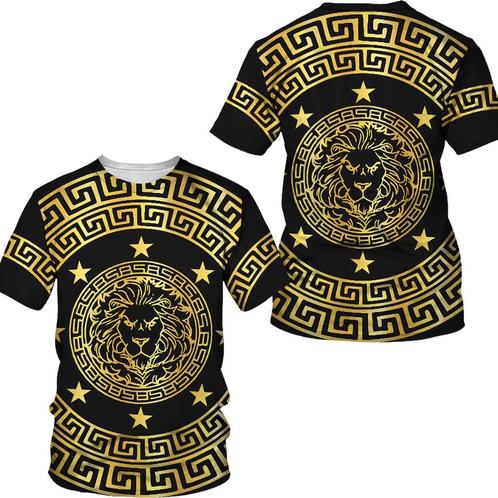 Heren barok t-shirt 1 luxe gouden shirt goud zwart leeuw, Kleding | Heren, T-shirts, Nieuw, Verzenden