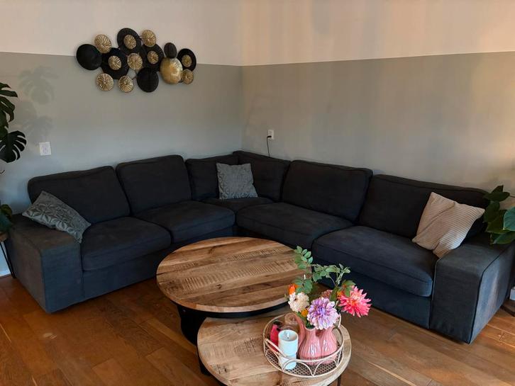 Ikea Kivik 5-zits hoekbank antraciet, Huis en Inrichting, Banken | Bankstellen, Gebruikt, Hoekbank, Vierpersoons of meer, Stof