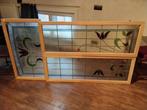 Loodglas raam in houten frame, Antiek en Kunst, Ophalen
