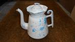 wit/blauw emaille koffiekan met schaatshandvat H26cm, Ophalen of Verzenden