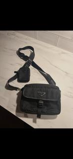 Prada Re-Nylon and Saffiano Leather Shoulder Bag, Ophalen of Verzenden, Zo goed als nieuw, Zwart, Overige merken