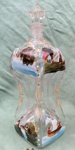 Jenever knijpfles - Glas, Emaille Beschilderd, Antiek en Kunst, Antiek | Glas en Kristal, Ophalen of Verzenden