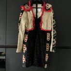 KORTE SPAANSE JURK MET GOUDEN PRINT MAAT 42, Kleding | Dames, Ophalen of Verzenden, Zo goed als nieuw, Maat 42/44 (L), Carnaval
