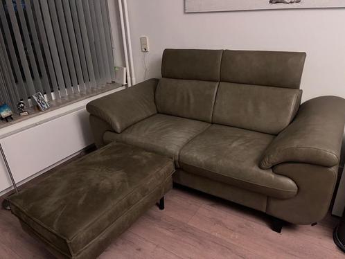 Bankstel leder olijfgroen XXLLutz, Huis en Inrichting, Banken | Bankstellen, Zo goed als nieuw, Rechte bank, Tweepersoons, 200 tot 250 cm