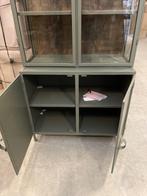 Buffetkast groen metaal glas exclusief 95 cm breed actie, 200 cm of meer, Nieuw, Glas, 25 tot 50 cm