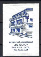 W105 Den Burg hotel cafe rest DE GRAAF, Verzamelen, Suikerzakjes, Nederland, Ophalen of Verzenden