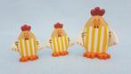 Paasdecoratie - 3 Kippen / kippetjes paasfiguren, Gebruikt, Ophalen of Verzenden