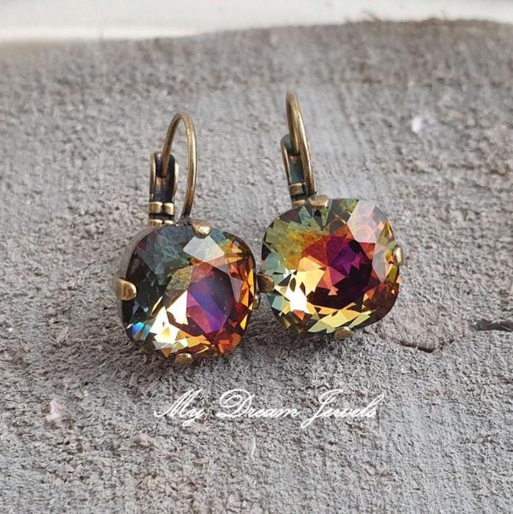 Oorbellen Square Shades of Autumn met Swarovski Crystal, Sieraden, Tassen en Uiterlijk, Oorbellen, Nieuw, Hangers, Overige materialen