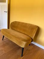 WOOOD Sara bankje - Okergeel velvet - Zo goed als nieuw, 50 tot 75 cm, Ophalen of Verzenden, Zo goed als nieuw, 100 tot 125 cm